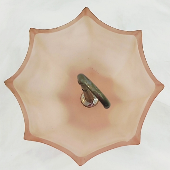 Vintage 1950s Pink Frosted Upside Down Umbrella Trinket/Candy Dish - Picture 5 of 8